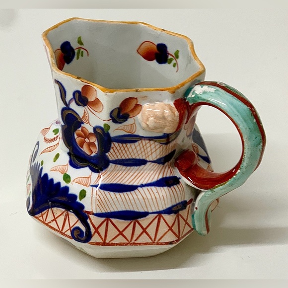 c. 1820 Gaudy Welsh Eryri Pattern Snake Handled Staffordshire China Antique Jug - Picture 5 of 16